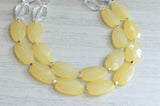 Yellow Clear Lucite Acrylic Beaded Chunky Statement Necklace - Ruby