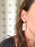 Black White Acrylic Lucite Terrazzo Large Statement Womens Dangle Earrings - Nevaeh