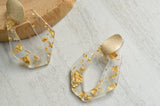 Clear Gold Big Geometric Acrylic Statement Dangle Earrings - Mia