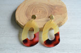 Black Red Lucite Statement Earrings Big Acrylic Earrings - Sylvia
