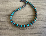 Mens Brown Turquoise Wood Jasper Stone Beaded Mens Necklace - Saul