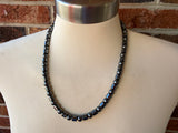 Mens Gray Hematite Long Beaded Gemstone Necklace - Harlan