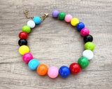 Multi Color Choker Acrylic Beaded Short Lucite Statement Necklace - Betty