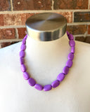 Purple Lilac Acrylic Lucite Beaded Chunky Statement Necklace - Lauren