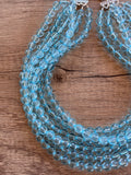 Light Blue Faceted Acrylic Beaded Multi Strand Statement Necklace - Angelina