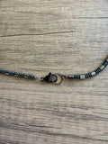 Mens Gray Hematite Stone Beaded Thin Necklace - Van