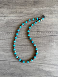 Mens Turquoise Brown Wood Gemstone Beaded Necklace | Terrance | DLD Jewelry