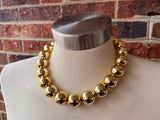 Shiny Gold Choker Acrylic Beaded Short Lucite Statement Necklace - Betty