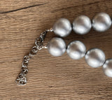 Silver Matte Choker Acrylic Beaded Short Lucite Statement Necklace - Betty