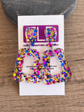Multi Color Confetti Acrylic Matte Lucite Big Large Statement Earrings - Heidi