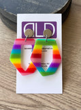 Colorful Rainbow Big Geometric Acrylic Statement Dangle Earrings - Mia