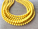 Yellow Acrylic Lucite Bead Chunky Multi Strand Statement Necklace - Alana