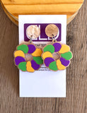 Mardi Gras King Cake Acrylic Dangle Statement Earings