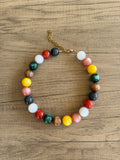 Multi Color Acrylic Beaded Choker Statement Necklace - Betty