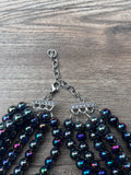 Gray Rainbow Acrylic Lucite Bead Chunky Multi Strand Statement Necklace - Alana