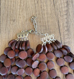 Brown Wood Bead Multi Strand Chunky Statement Necklace - Charlotte