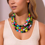 Colorful Lucite Acrylic Bead Chunky Statement Necklace Jewelry Women - Leslie