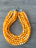 Orange Yellow Acrylic Big Bead Multi Strand Necklace - Alana