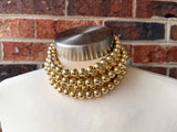 Shiny Gold Choker Big Beaded Acrylic Chunky Statement Necklace - Alana