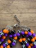 Halloween Orange Black Acrylic Big Beaded Statement Necklace | Alana | DLD Jewelry