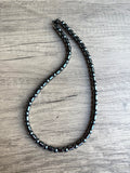 Mens Gray Hematite Long Beaded Gemstone Necklace - Harlan