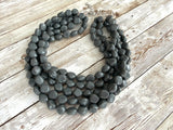 Gray Acrylic Beaded Chunky Multi Strand Statement Necklace - Julianna