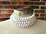White Pearl Acrylic Choker Beaded Chunky Multi Strand Statement Necklace - Alana