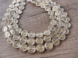 Clear Gold Lucite Bead Multi Strand Chunky Statement Necklace - Charlotte