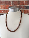 Brown Wood Copper Hematite Beaded Mens Necklace - Soren