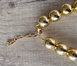 Shiny Gold Choker Acrylic Beaded Short Lucite Statement Necklace - Betty
