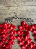 Red Heart Acrylic Beaded Statement Necklace - Amore
