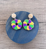 Mardi Gras King Cake Acrylic Dangle Statement Earings