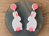 Easter Bunny Acrylic Big Dangle Statement Earrings