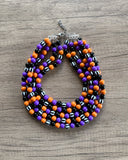 Halloween Orange Black Acrylic Big Beaded Statement Necklace | Alana | DLD Jewelry
