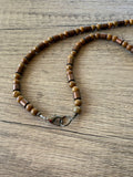Tan Jasper Copper Mens Beaded Necklace - Rowan