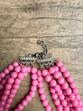 Bubblegum Pink Acrylic Lucite Bead Chunky Statement Necklace - Alana