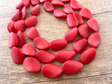 Red Matte Resin Beaded Chunky Multi Strand Statement Necklace - Morgan