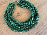 Green White Statement Acrylic Bead Chunky Multi Strand Necklace - Annaliese