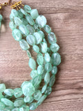 Mint Green Lucite Bead Acrylic Chunky Multi Strand Statement Necklace - Valerie