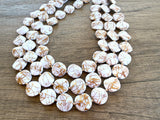 White Gold Acrylic Beaded Chunky Statement Necklace - Charlotte