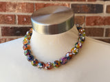 Multi Color Choker Acrylic Beaded Short Statement Necklace - Betty