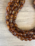 Tortoise Shell Acrylic Beaded Multi Strand Necklace - Lauren