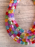 Multi Color Faceted Lucite Acrylic Bead Chunky Statement Necklace Jewelry Women - Leslie