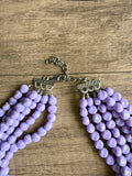 Lavender Purple Acrylic Beaded Multi Strand Womens Statement Necklace - Beth