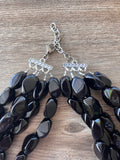 Black Acrylic Chunky Lucite Multi Strand Statement Necklace - Penelope