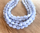 Light Blue Beaded Lucite Chunky Multi Strand Statement Necklace - Lauren