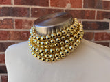 Shiny Gold Choker Big Beaded Acrylic Chunky Multi Strand Statement Necklace - Alana