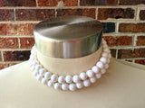 White Pearl Acrylic Choker Beaded Chunky Multi Strand Statement Necklace - Alana