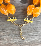 Orange White Acrylic Bead Chunky Multi Strand Statement Necklace - Krista