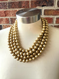 Gold Matte Acrylic Big Bead Chunky Lucite Statement Necklace - Alana